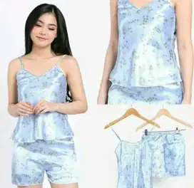 Cantika Flowery Sleepwear Set Blue