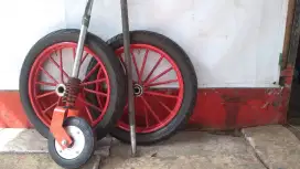 Grosir roda Gerobak Ruji behel ring 14 paket komplit.as roda +gletrek