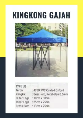 TENDA LIPAT TYPE KINGKONG UKURAN 3 X 3