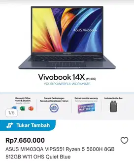 KREDIT LAPTOP ASUS M1403QA VIPS551 Ryzen 5