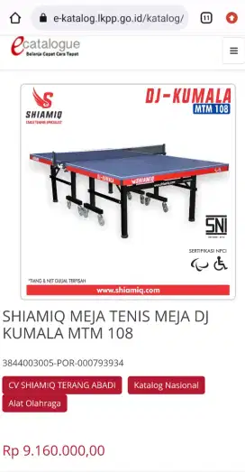 meja tenis Shiamiq DJ Kumala MTM 108.
