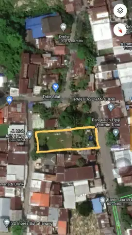 Dijual Tanah jalan korban 40.000 Jiwa Luas 945m²