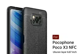 Case Autofocus POCO X3 NFC dgn Pelindung Kamera Hitam Kulit Jeruk New