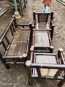 Kursi bambu bale bambu hitam asli cod bayar di tempat