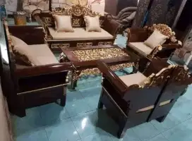 Set kursi tamu sofa minimalis mewah jati:  096