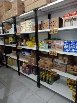 Rak besi siku lubang multi fungsi 5susun full besi