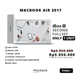 Macbook Air 2017 RAM 8/128 GB FULLSET