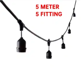 Kabel Fiting Lampu cafe gantung, 5 Meter 5 Fitting Dekorasi outdoor