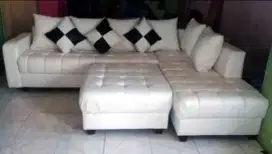 SOFA L MINIMALIS + PUFF BONUS BANTAL SOFA + WARNA CUSTOM