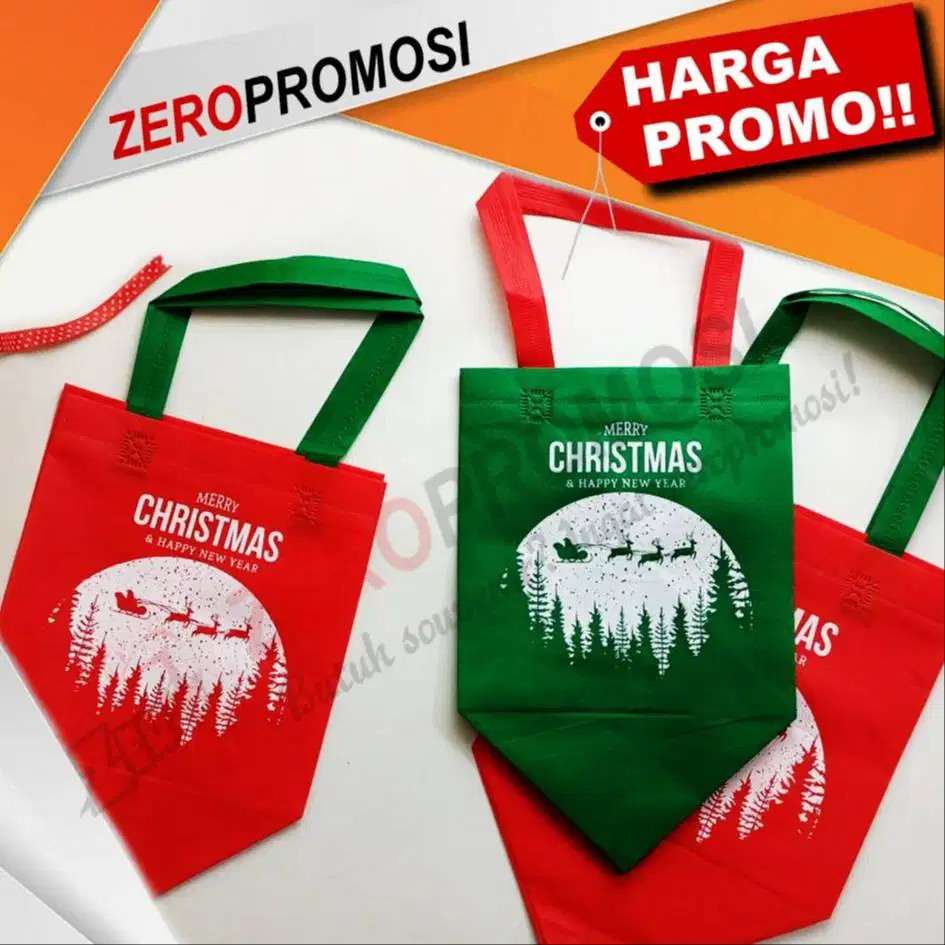 Souvenir Tas Spunbond Model Box Kue Edisi Natal Ukuran L 25