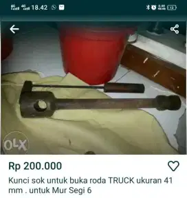 Kunci sok untuk buka roda TRUCK ukuran 41 mm . untuk Mur Segi 6