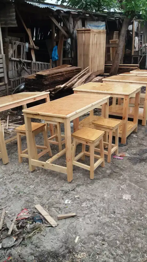Meja makan cafe kayu jati belanda venising halus set meja 4 kursi
