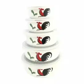 5pcs Set Mangkuk Kukuruyuk with Tutup Mixing Bowls with Plastic Cover