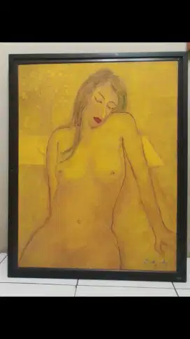 Antik vintage lukisan nude karya riri s beraliran seperti jeihan