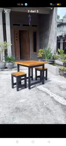 Meja warkop bahan full kayu