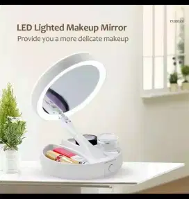 Makeup Lampu Cermin Pembesar Rias Dua sisi Kosmetik Mirror LED Lipat