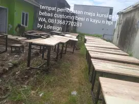 Meja kursi cafe bebas pesan kayu, n besi, n hpl klok pembuatan lasung