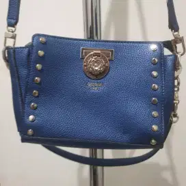 Tas Guess Biru Silver Bunga Preloved