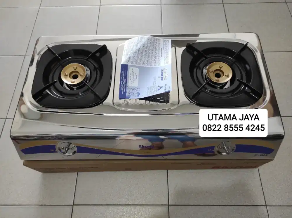 Kompor gas 2 tungku stainless Rinnai RI-522E