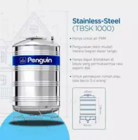 TANDON AIR Stainless Steel PENGUIN kapasitas 500 - 2000L garansi 8th