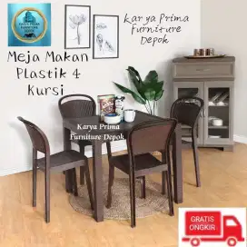 Meja makan plus 4 kursi full plastik kuat, awet 850rb free ongkir, COD