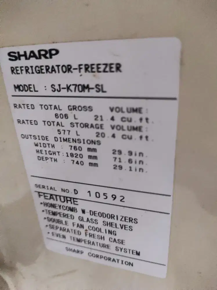 Kulkas Sharp 2 pintu Large