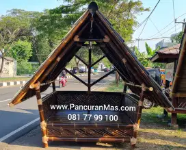 Saung gazebo bambu kayu segitiga bagang klasik gubuk pondol villa bale