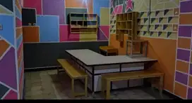 Meja warkop L atau mini bar & kitchen set