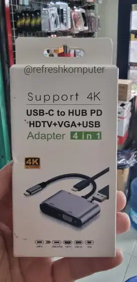 Konverter usb type c to  hdmi dan vga