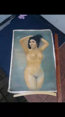 Antik lukisan nude masih gulungan judul si semok oil on canvas