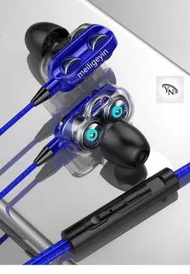 Earphone Gaming Stereo 4D Super Bass with Mic + Kabel Jack 3.5mm