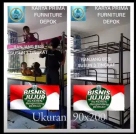 Ranjang besi susun 3 tingkat kuat, awet spesial 2.300.000 free ongkir