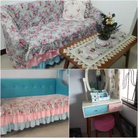 Dijual 1 Set Furniture Murah (Sofa, Meja Rias+Kursi, Meja Jati) Nego