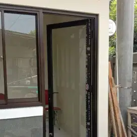 Pintu kaca frame aluminium kusen alumunium partisi kaca sekat kaca