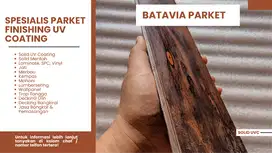 Lantai kayu jati Finishing UV Coating / Parket jati solid UV Coating