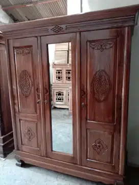 Lemari pintu 3kaca full 1pintu kayu jati