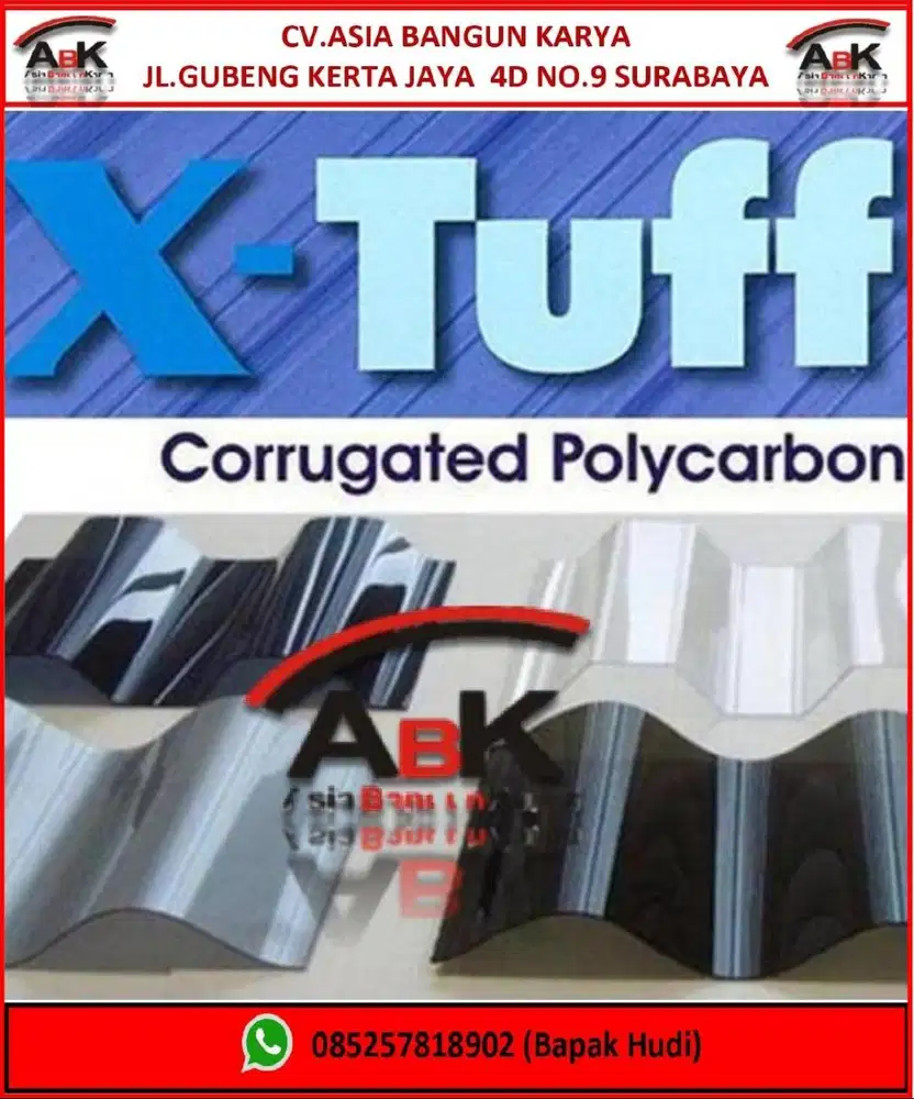 Atap Polycarbonate Bergelombang X-tuff + JASA PASANG HARGA BEDA