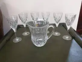 Satu set jug Dan sloki bohemia kristal