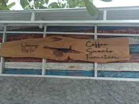 PAPAN NAMA RESTO WARUNG CAFE BAR KAYU JATI UTUH