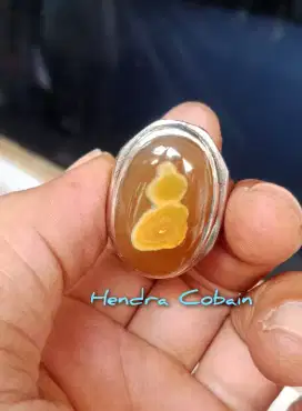 Natural Batu Cincin Gambar Botol Labu atau Kantong Semarr Antik