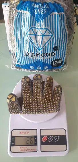 Sarung tangan abu dotting (merk Diamond)