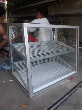 Pemanas ayam goreng krispi etalase gorengan ayam dengan 2buah lampu