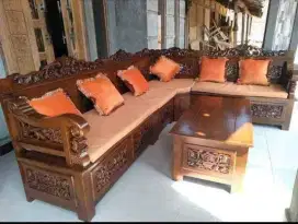 Kursi tamu sofa sudut ukiran Jepara: 078