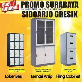 Lemari Loker Arsip filing Cabinet Besi AA34SL Sliding atas bawah Baru