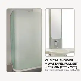 Cubical Shower Set+ Wastafel Full Set+ Mirror Size.25cmx77cmEx Hotel**