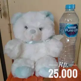 [PRELOVED] BONEKA PAJANGAN BULU BERUANG RAKUN ANJING PUTIH MERAH BIRU