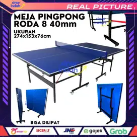 Meja Pingpong Meja Tenis Meja Roda 8 (16mili Roda Kecil) Besi 40mm