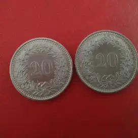 Koin 20 rappen Swiss thn 1994 & 1997