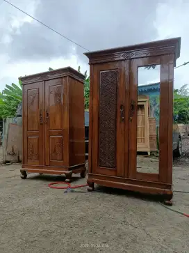 Lemari pakaian kayu jati 2pintu ukuran standar