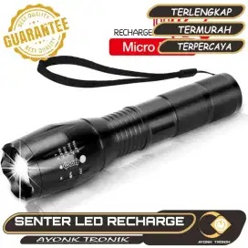 Senter LED USB Rechargable XML-T6 10000 Lumens - E18u Dapat Di Ces